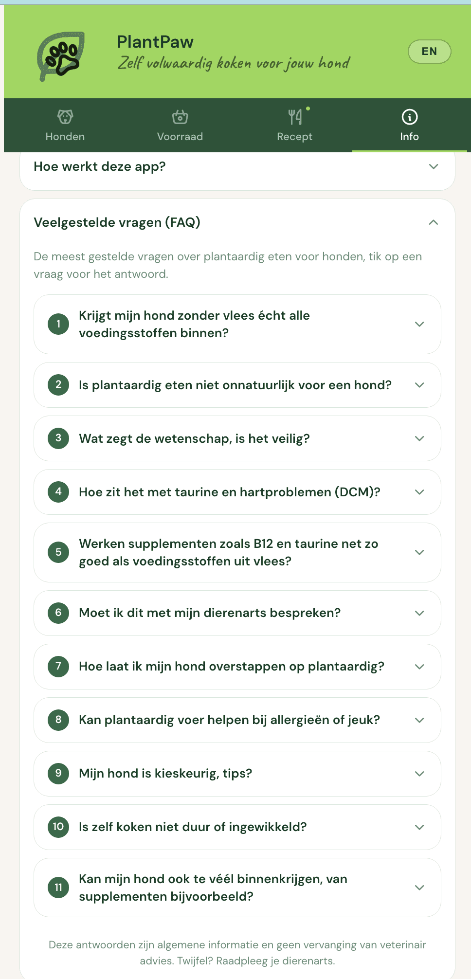 PlantPaw app – Veelgestelde vragen