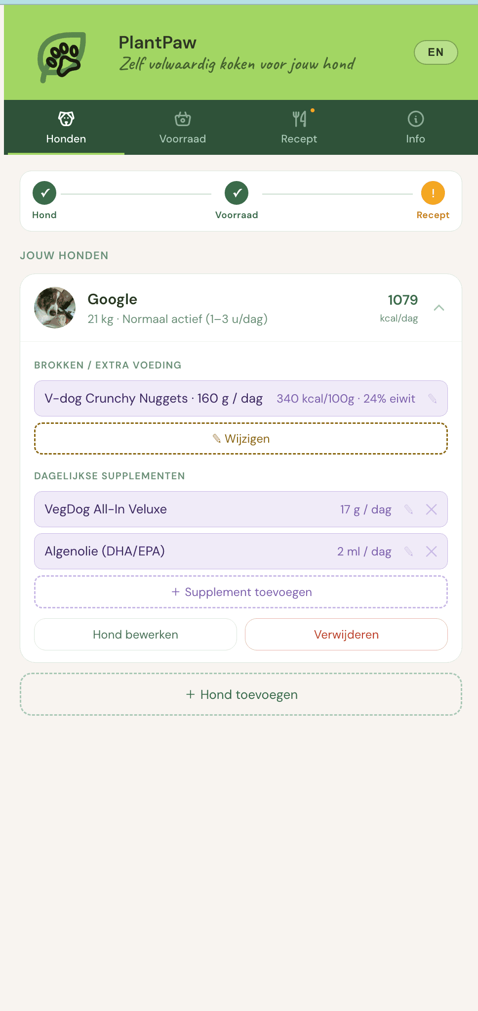 PlantPaw app – Mijn honden